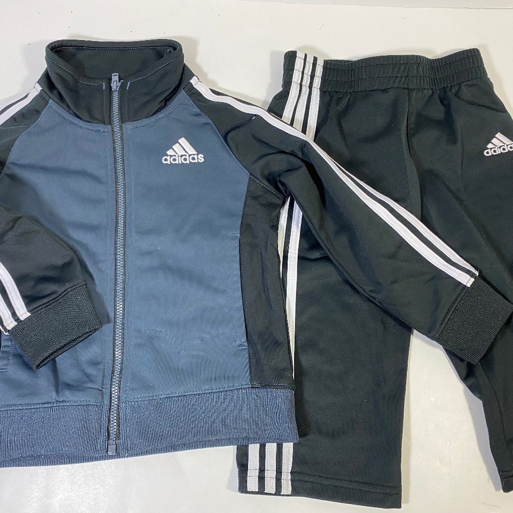 Adidas Baby Toddler Track Suit Athletic Pants Jacket Black Gray Toddler 24 Mths